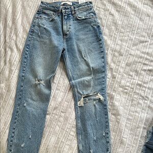 Abercrombie & Fitch Light Blue Distressed Straight Leg Jeans